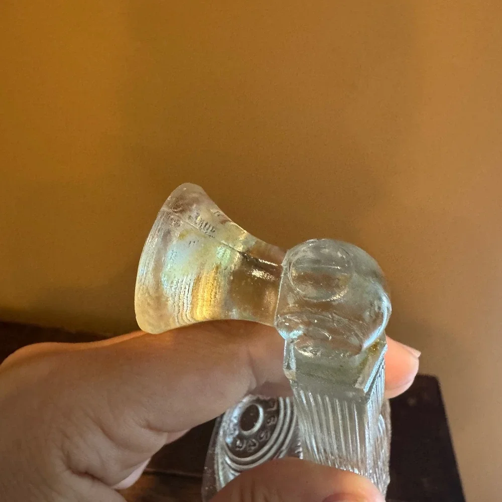 Vintage 1940s Clear Glass Candle Stick Telephone‎ Candy Container Knick Knack